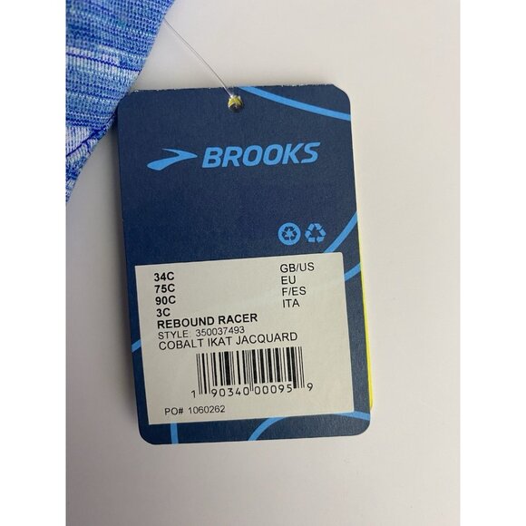Brooks 34C Rebound Racer Sports Bra Colbalt Ikat Jacquard - Picture 4 of 10